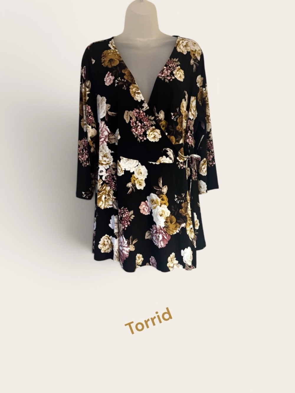 TORRID Black Floral MOCK Wrap Top